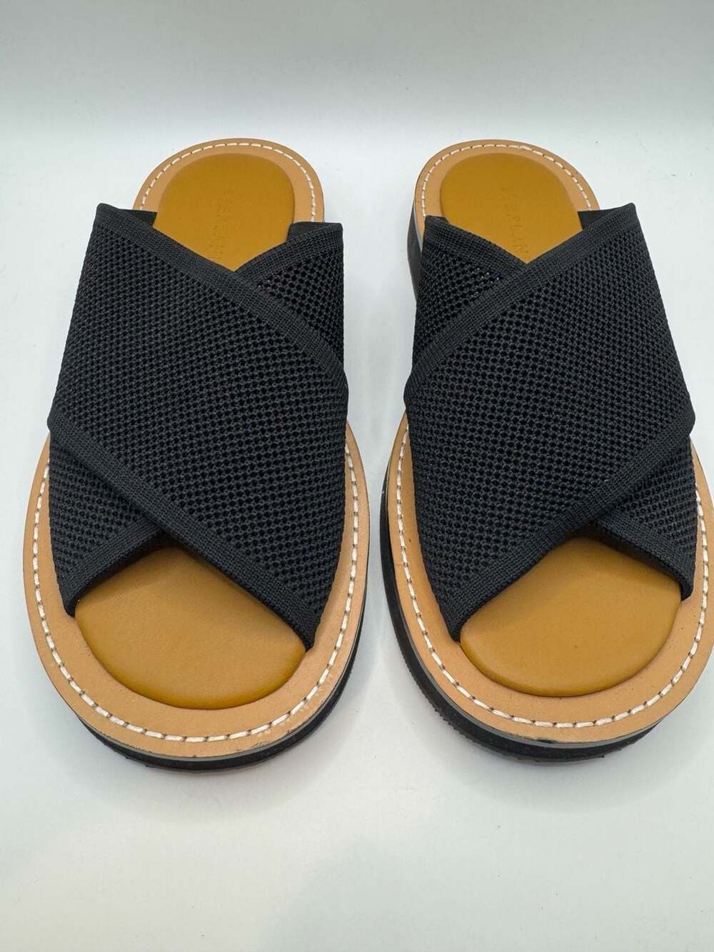 New Everlane The ReKnit City FlatForm Sandal Size 6.5 Black Criss-Cross